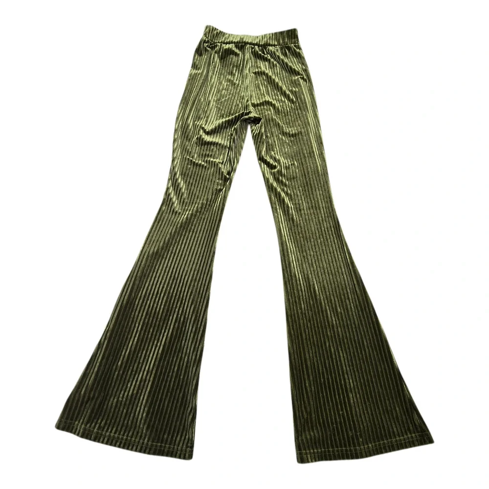 Shein Women's flare bottom pants Small Green valour